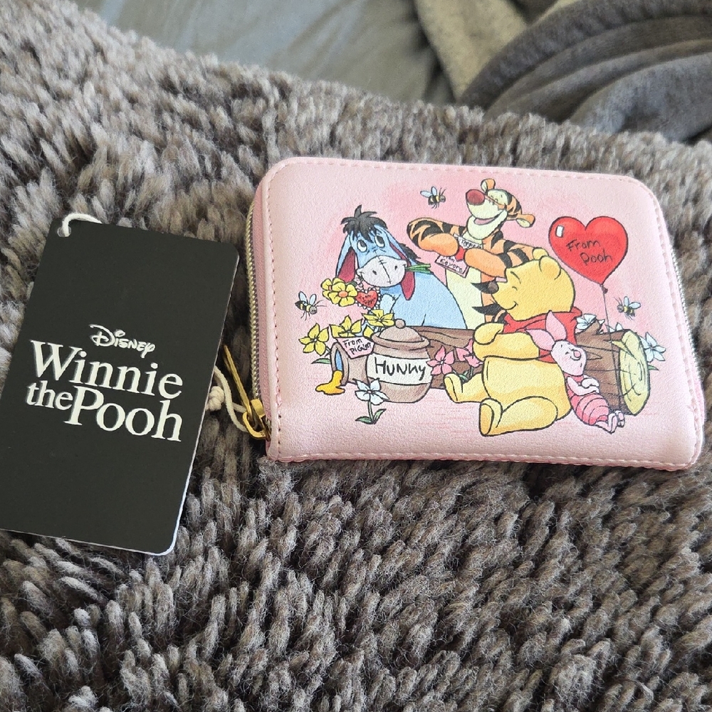 Disney Winnie the Pooh Pink Zip Wallet Eeyore Tigger Piglet